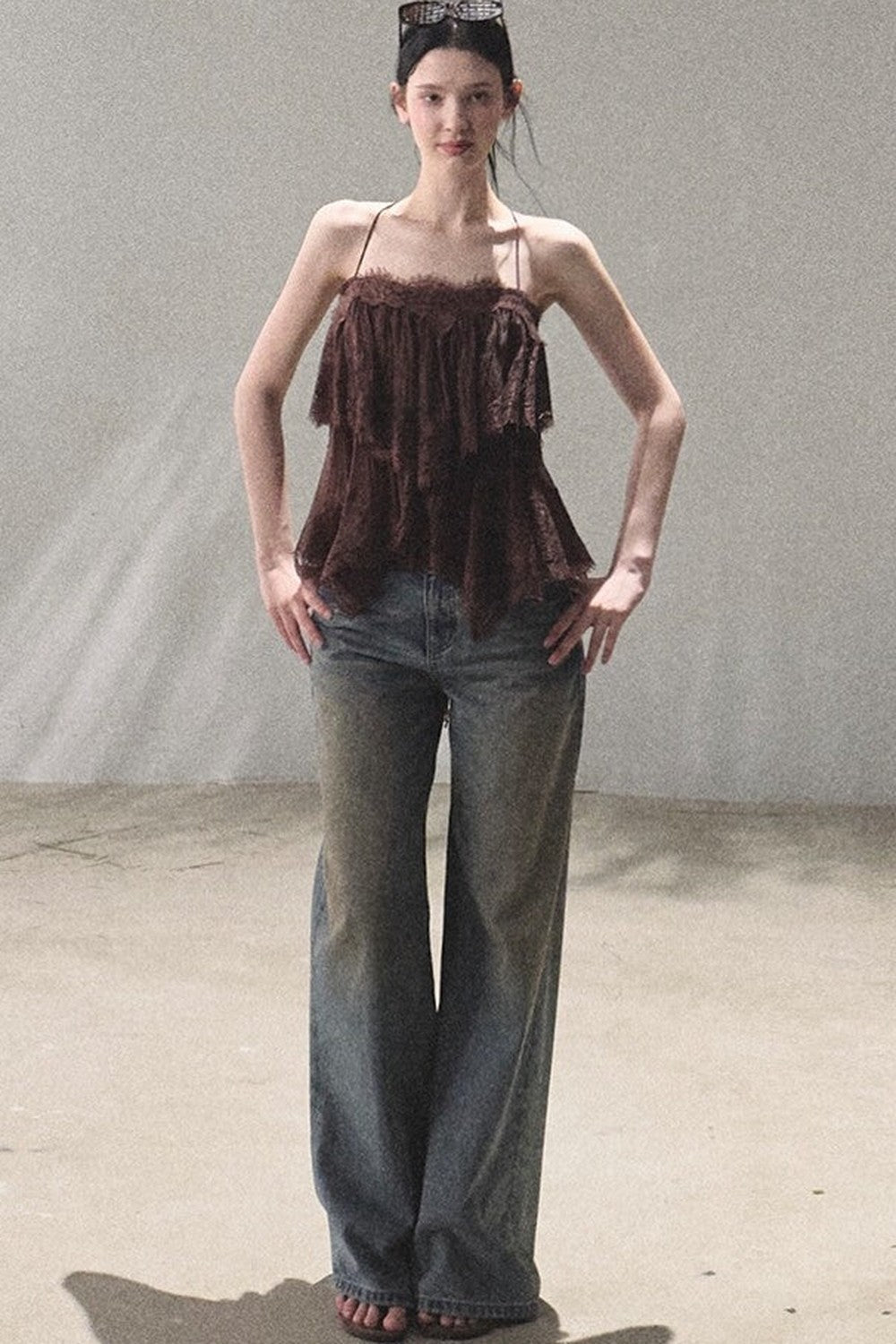 Vintage Hand-Painted Wide Leg Jeans Set