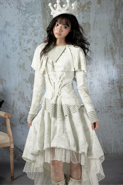 Asymmetrical Lapel Long-Sleeve Striped Patchwork Top