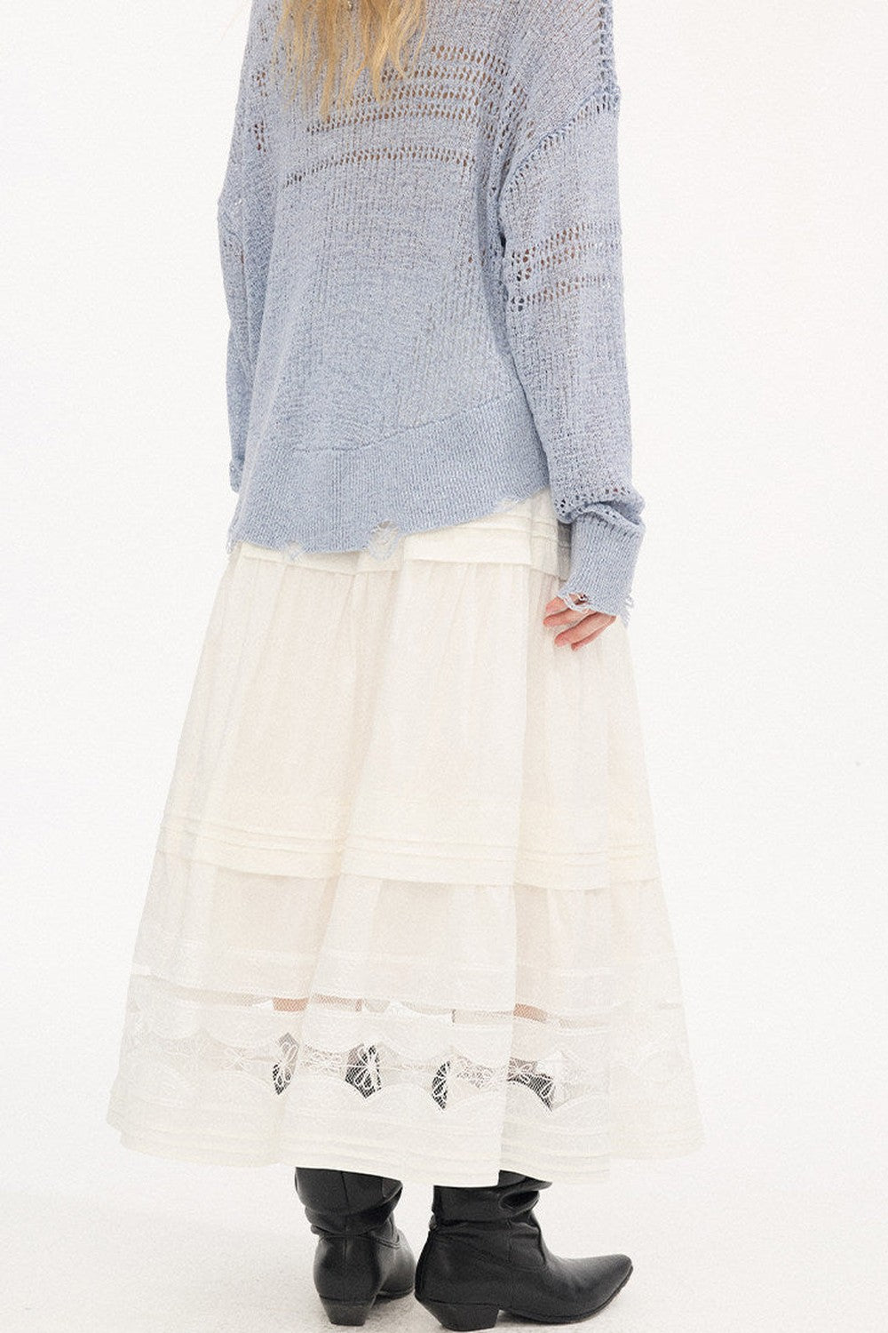 Hollow Lace A-Line Skirt