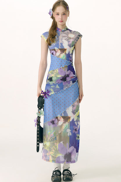 Set mit kurzärmeligem Oberteil mit Aquarell-Blumen- und Schmetterlingsprint