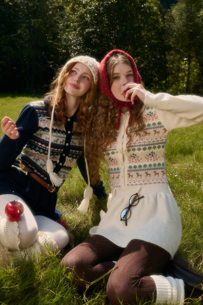 Plisseekleid mit Rentier-Fair-Isle-Muster