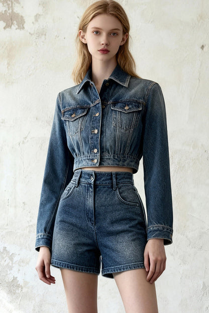 Short Jacket and High-Waisted Shorts Set