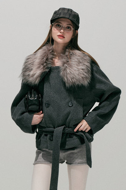 Fur Collar Wool Coat