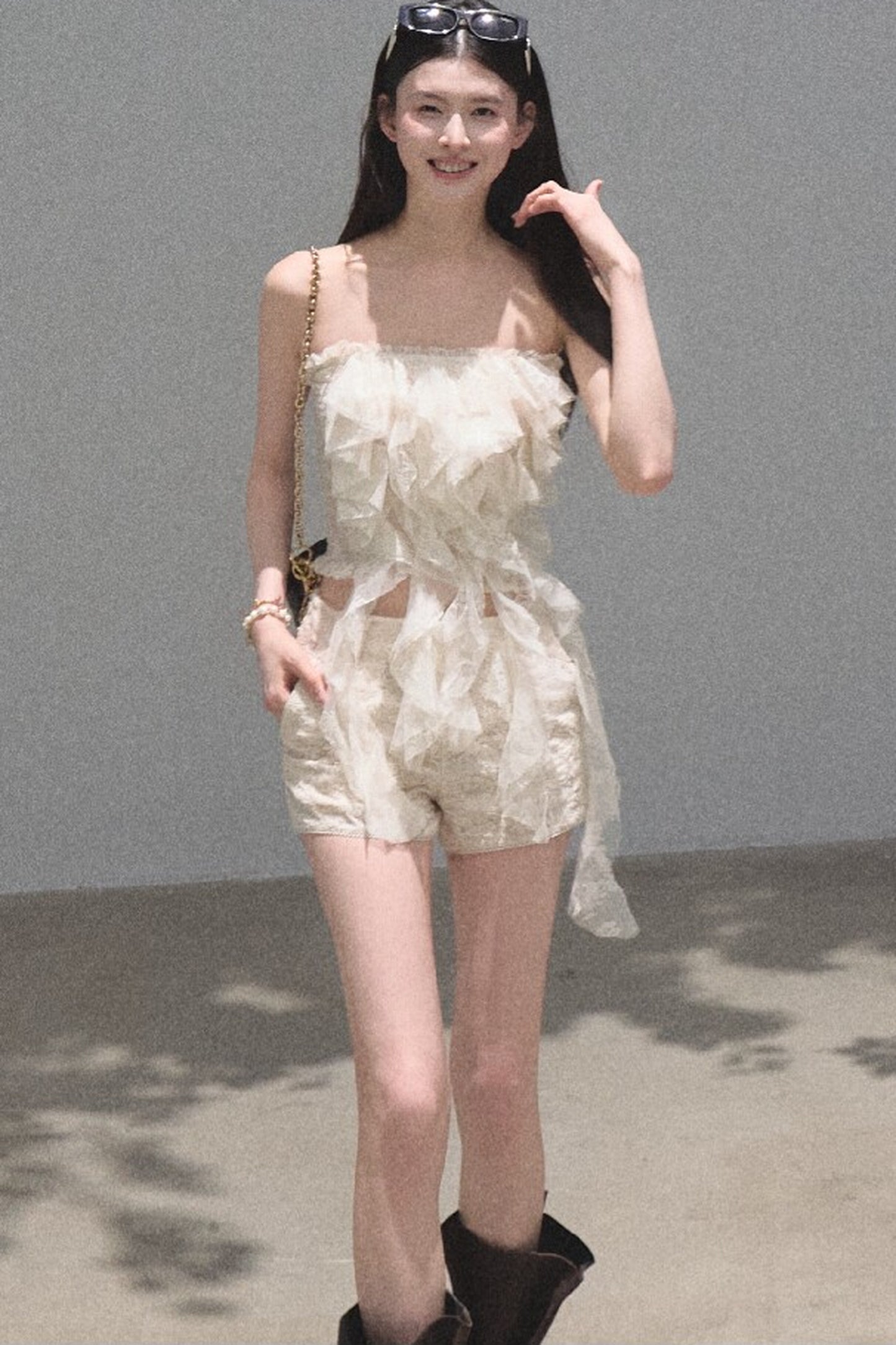 Ruffle Lace Tube Top
