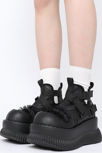 Dark Style Thick-Soled High-Top Boots