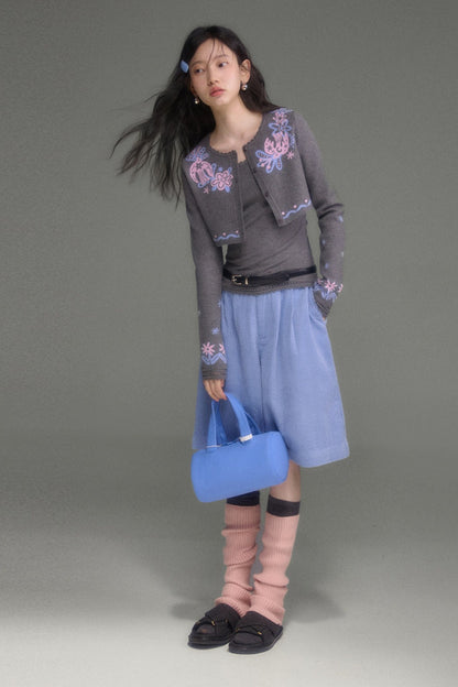 Hawthorn And Birds Jacquard Knit Cardigan And Top Set