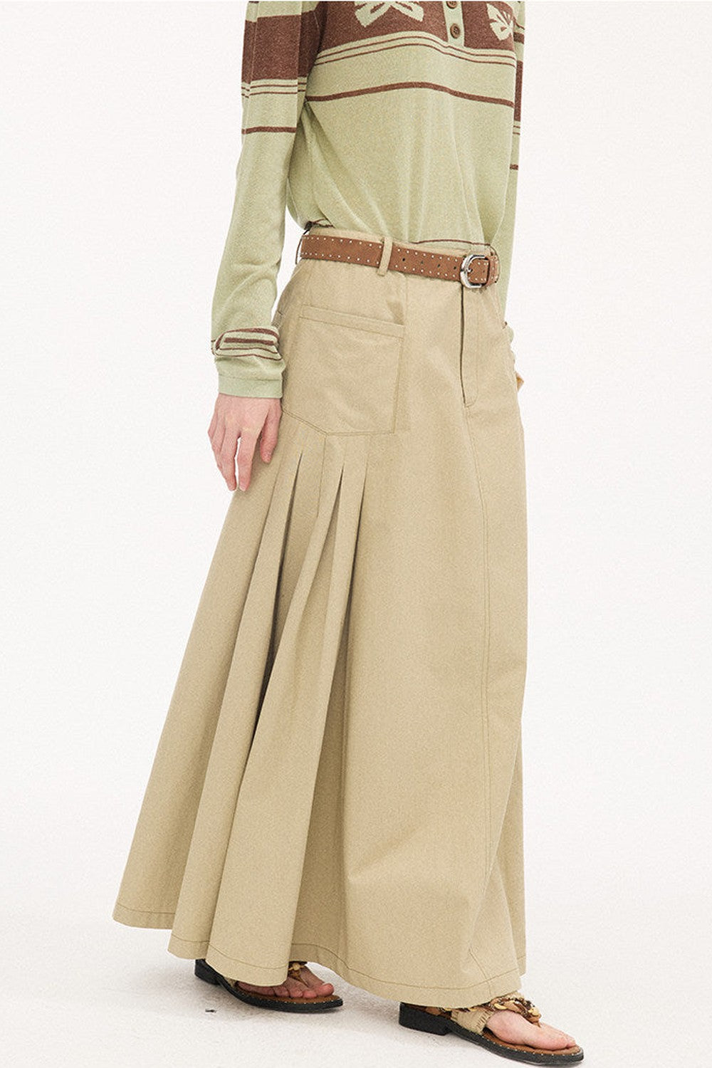 Pleated Pocket Umbrella Skirt
