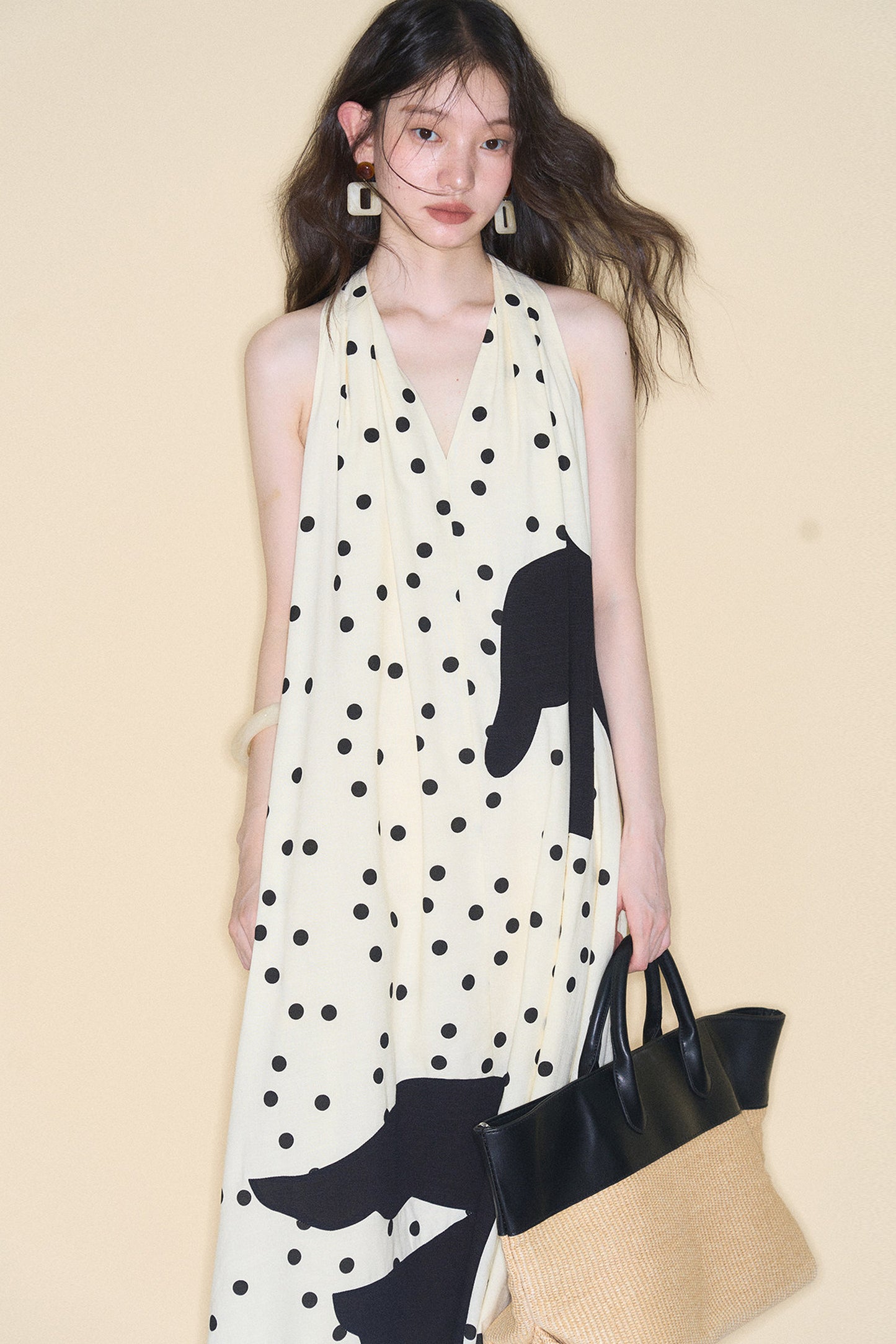 Polka Dot Bird Halter Dress