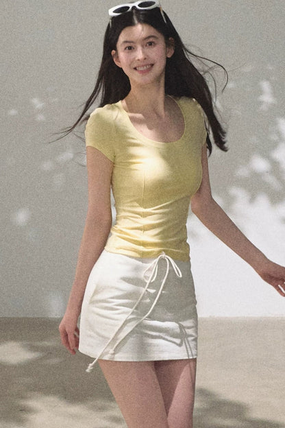 Bright Clouds Linen Skirt
