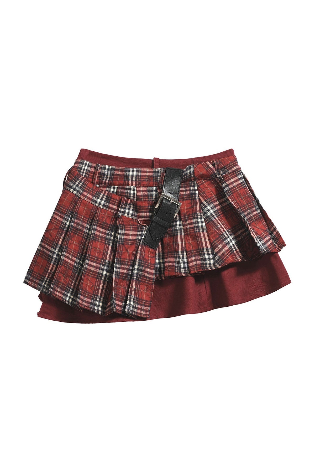 Asymmetrical Pleated Plaid Graffiti Skirt