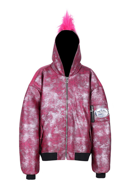 Oversized Acid Wash Bomber Jacket