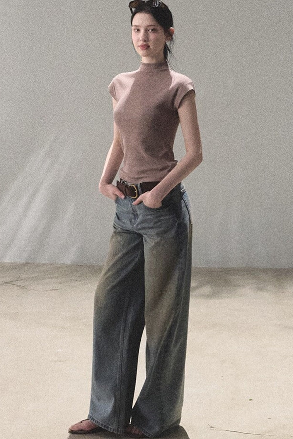 Vintage Hand-Painted Wide Leg Jeans Set