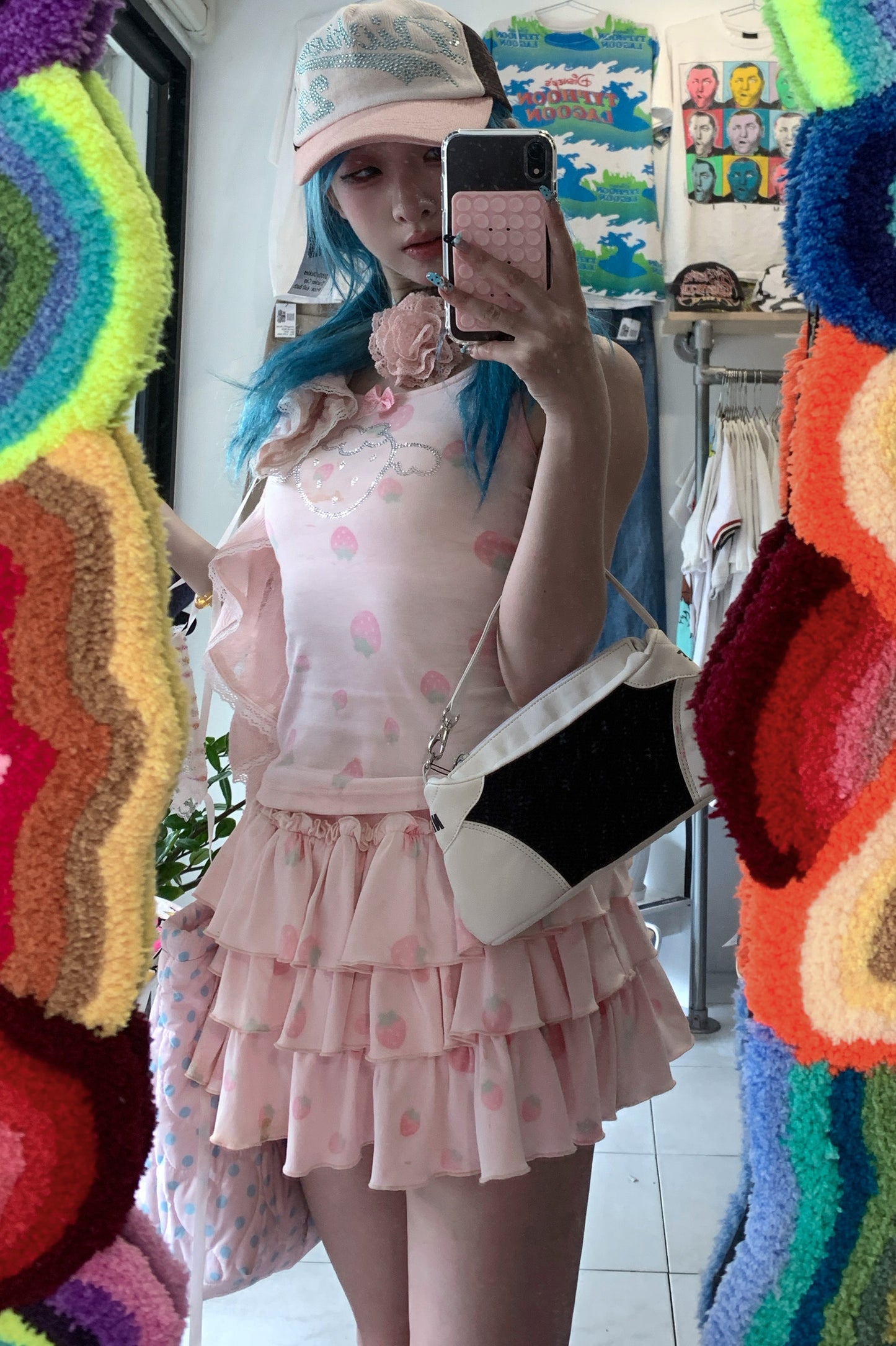 Strawberry Rhinestone Camisole and Cake Skirt Outerwear Set-Up