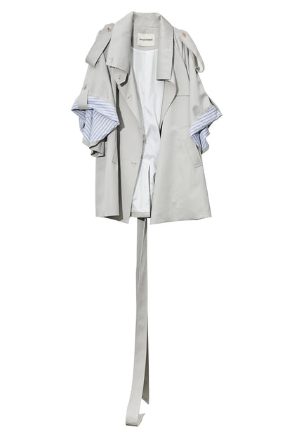 Cape-Style Wide-Sleeve Silhouette Trench Coat