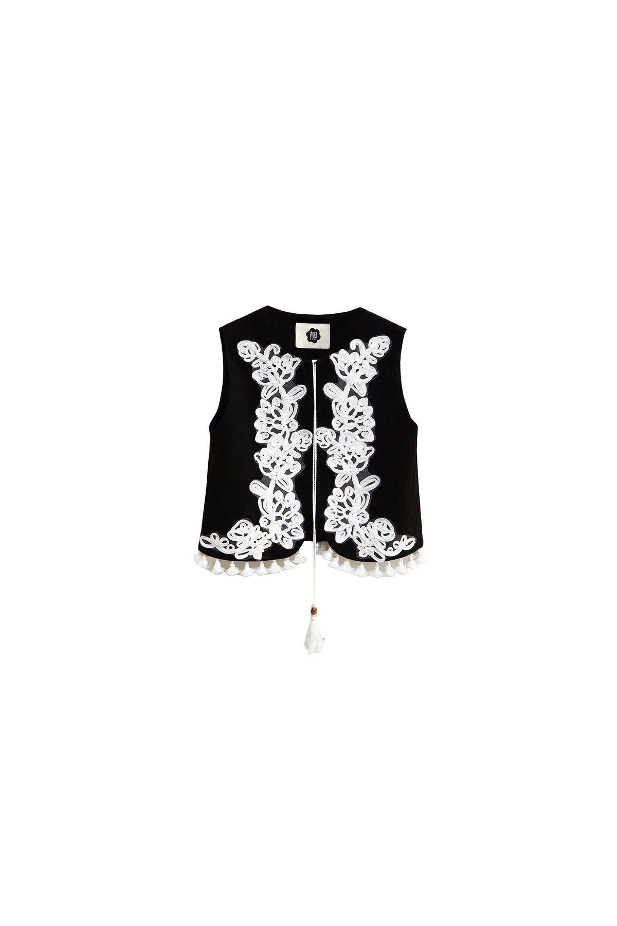 Three-Dimensional Rope Embroidery Floral Tencel Vest and Shorts Set-Up