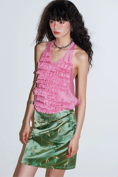 Lyocell Ruffle Halter Top