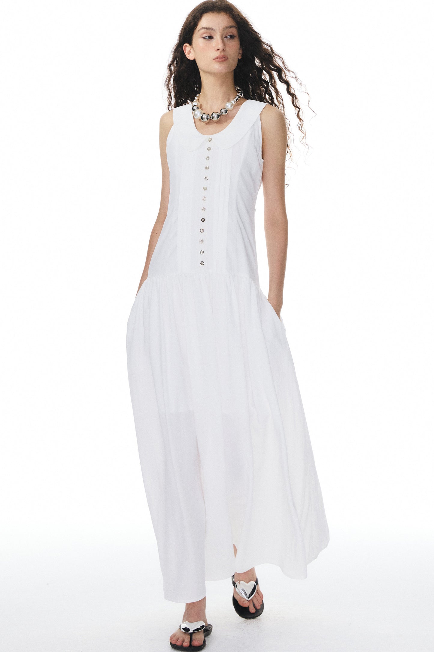 White Low-Neck Dress