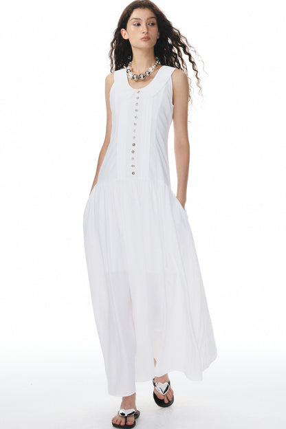 White Low-Neck Dress