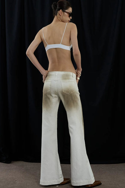 Distressed Gradient Low-Waist Jeans