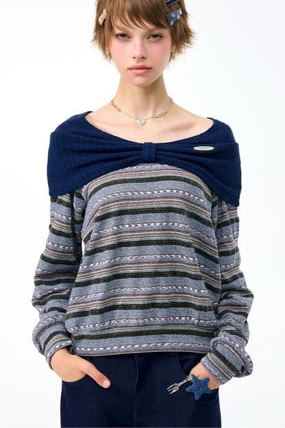 Top in maglia a righe blu