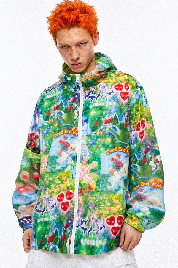 Teflon Dreamy Forest Print Windbreaker Jacket