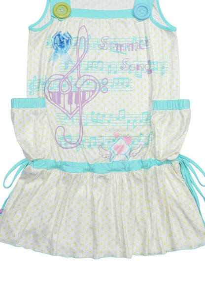 Y2K Music Print Layered-Look Vest Dress