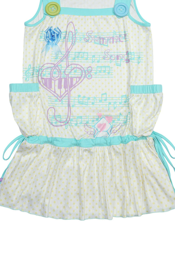 Y2K Music Print Layered-Look Vest Dress