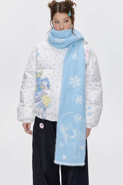 Star Polka Dot Hooded Down Jacket