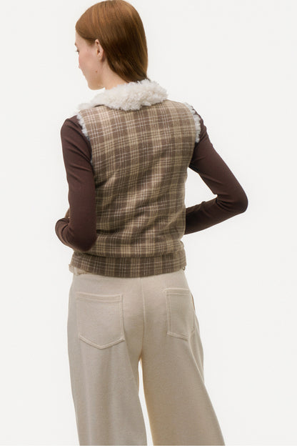 Reversible Plaid Sherpa Vest