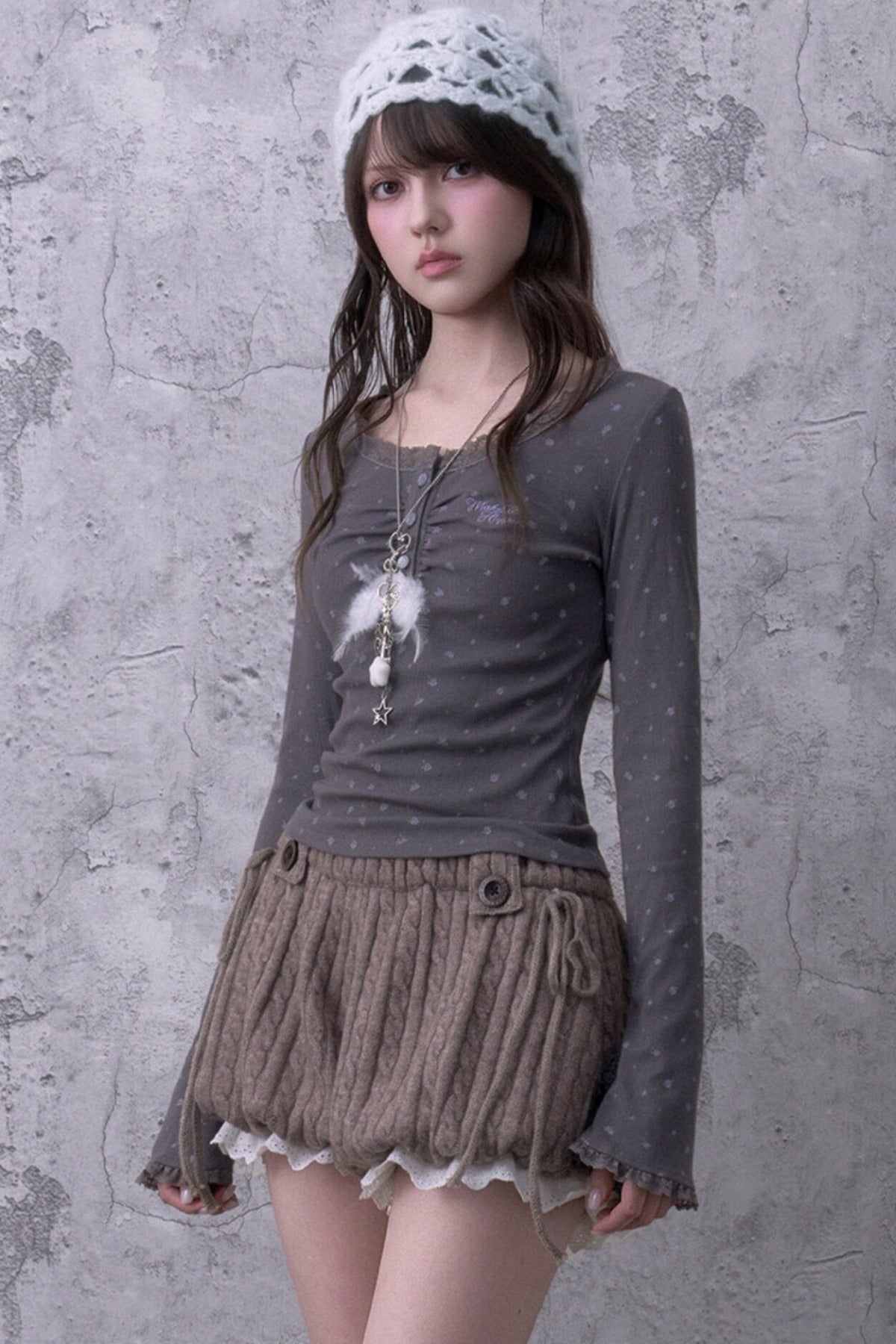 Soft Cable Knit Lantern Shorts