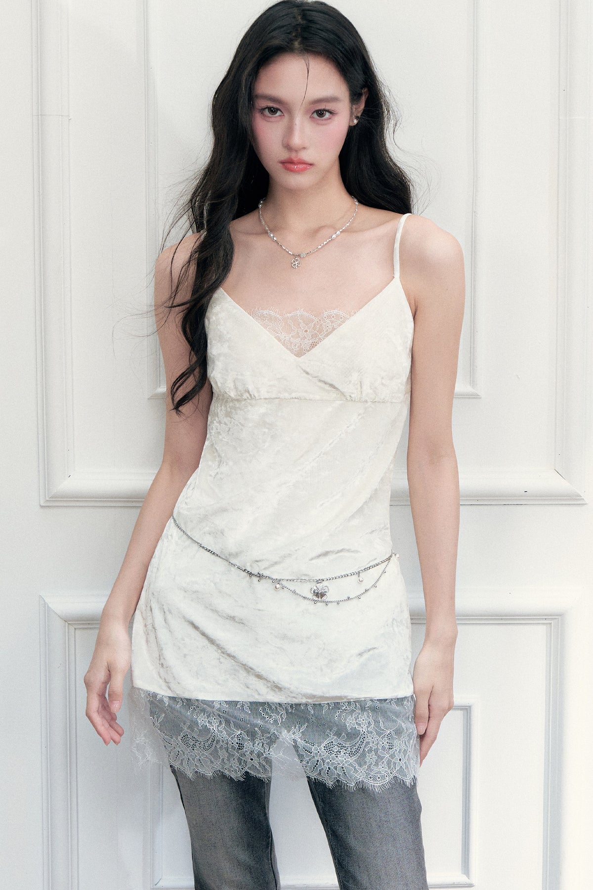 Eyelash Lace Patchwork Layered Camisole
