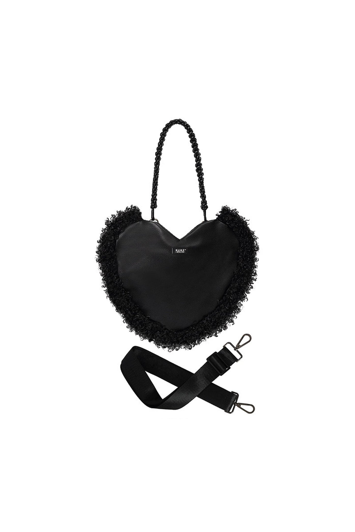 Sac bandoulière sous le bras tissé moelleux en forme de cœur