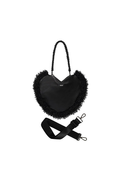 Sac bandoulière sous le bras tissé moelleux en forme de cœur