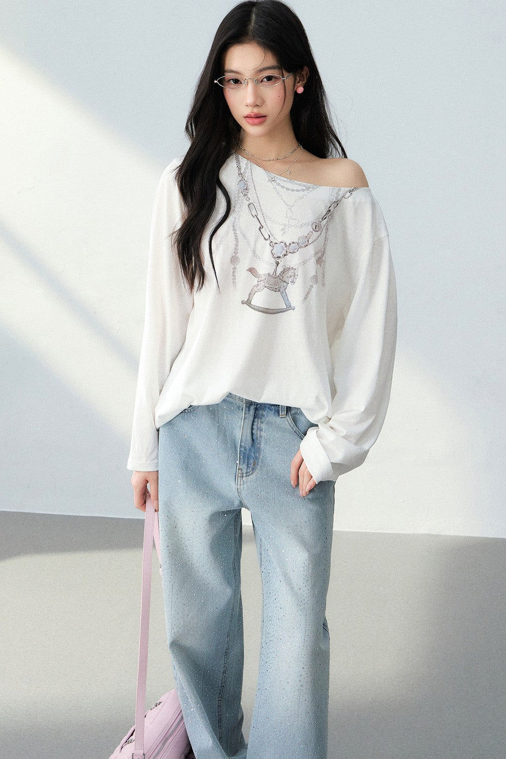 Pony Necklace Off-Shoulder Top Set-Up
