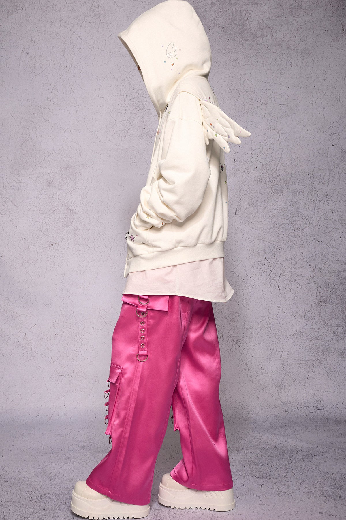 Angel Wings Sticker Print Hoodie Jacket