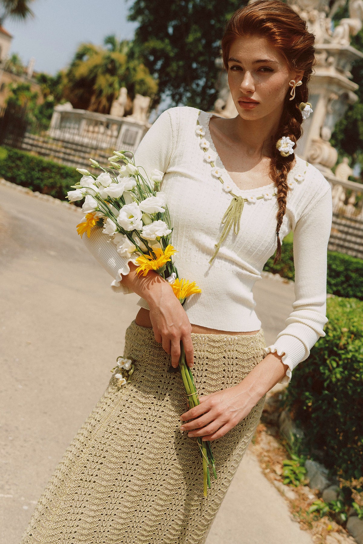 French Pastoral Retro Lazy Simple Knitted Top Set-Up
