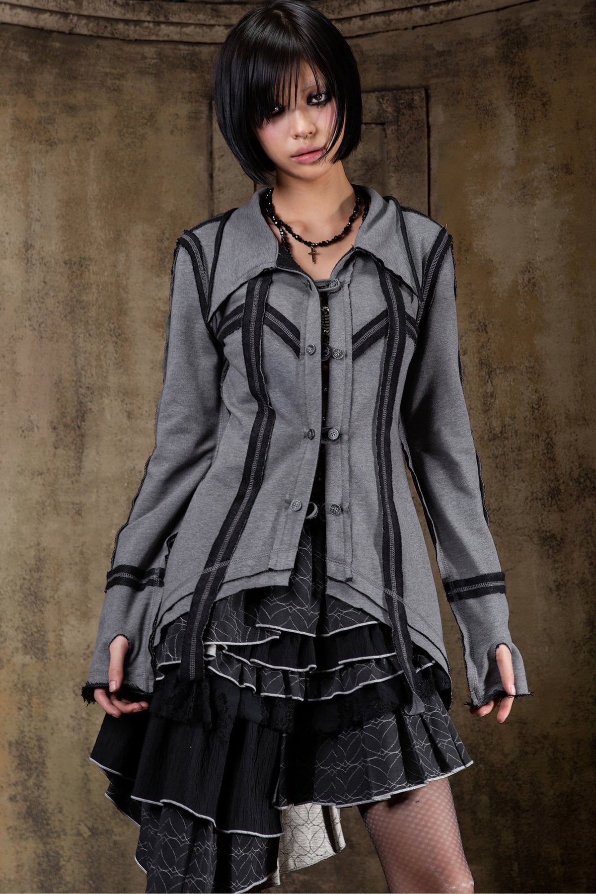Two-Way Raw Edge Outerwear Shirt
