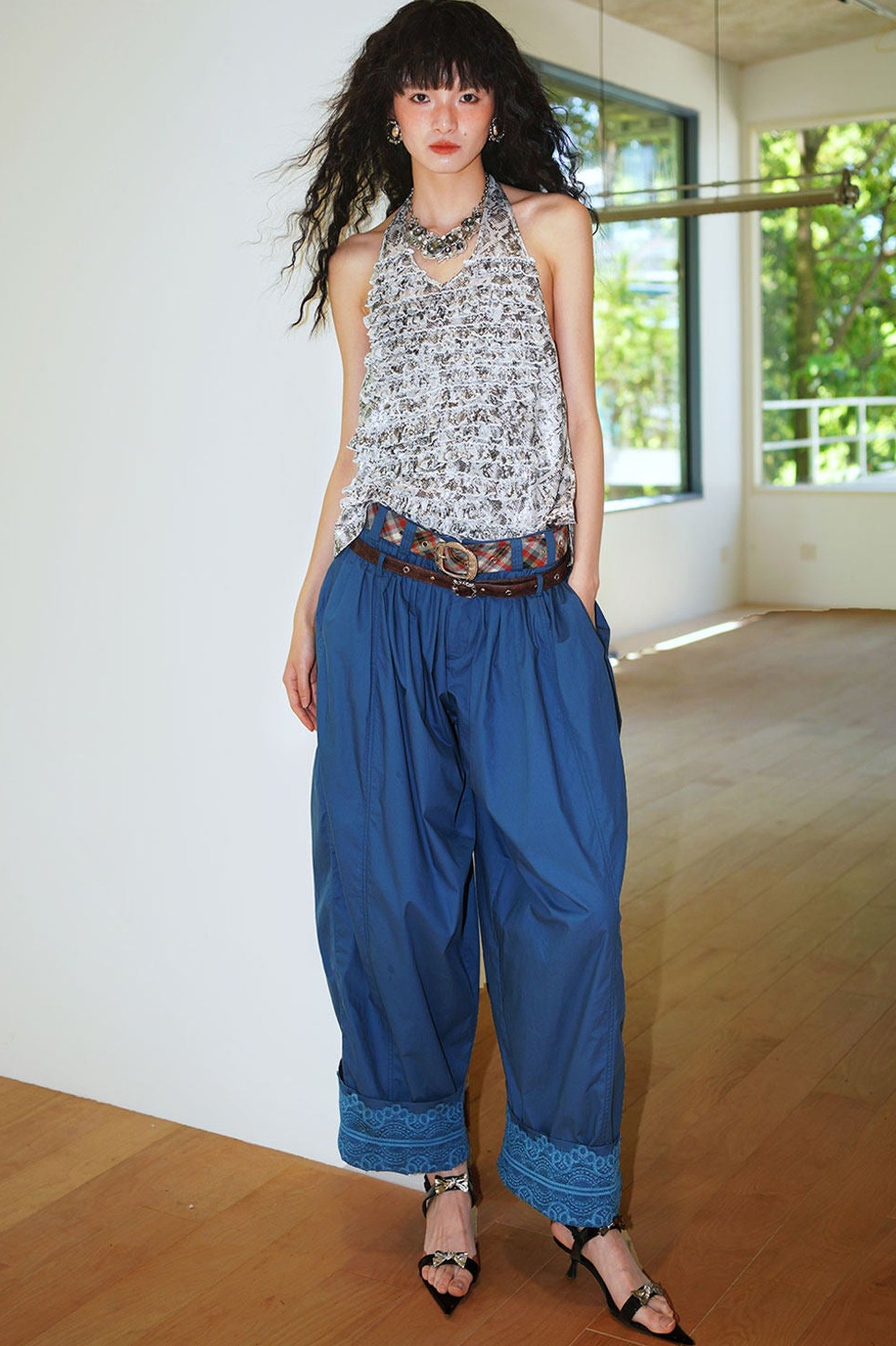 Retro Solid Color Balloon Pants