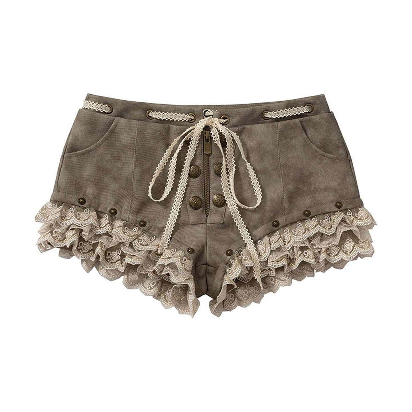 Punk Lace Leather Shorts