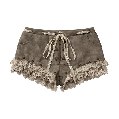 Punk Lace Leather Shorts