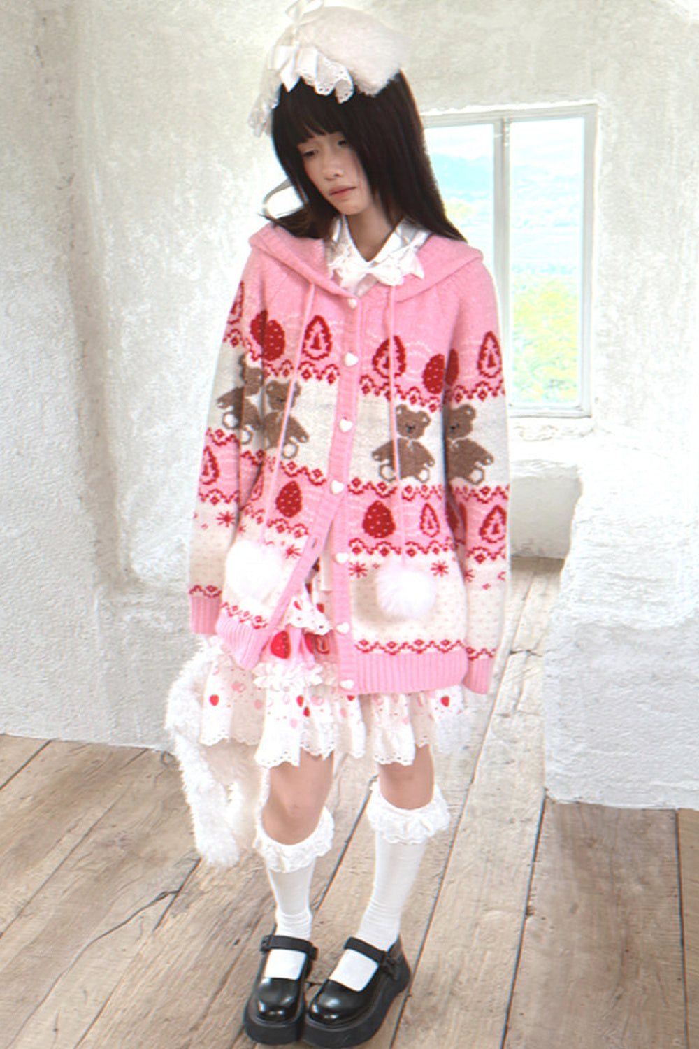 Strawberry Bear Fair Isle Cardigan