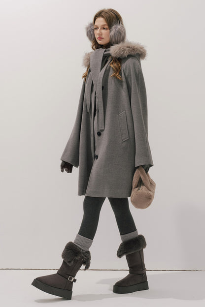 Fur Collar Wool Coat
