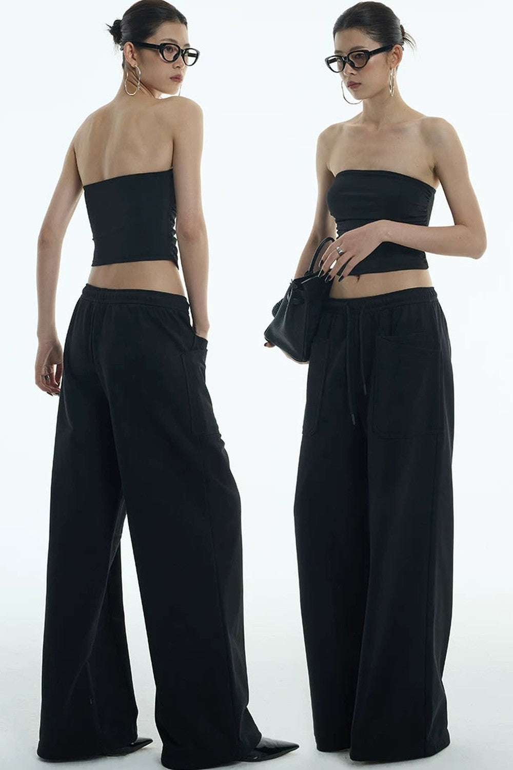 Double-Layer Wide-Leg Sweatpants