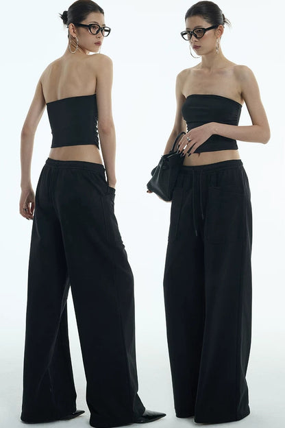 Double-Layer Wide-Leg Sweatpants