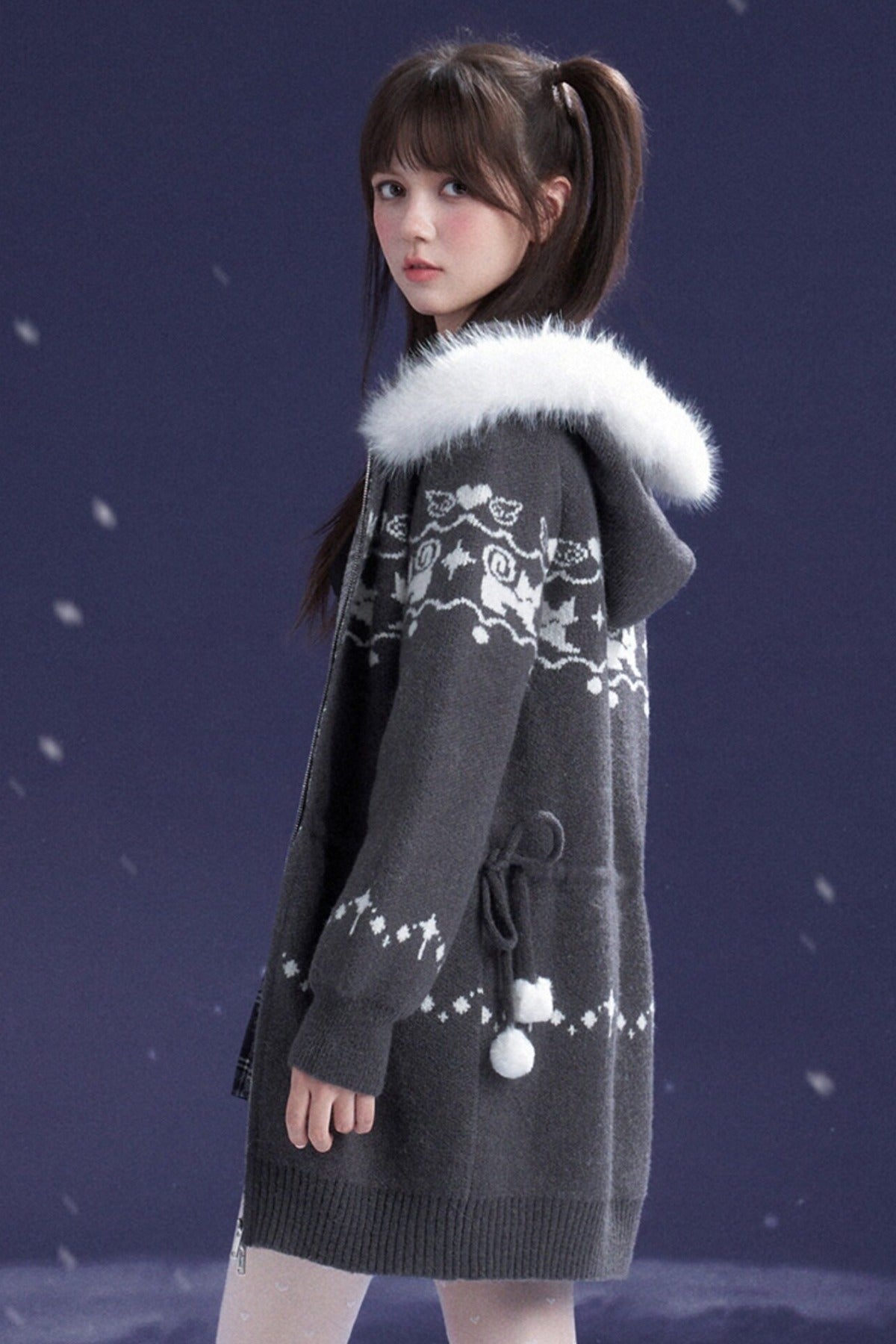 Katzenmantelkleid mit Fair-Isle-Jacquard