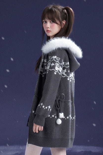 Katzenmantelkleid mit Fair-Isle-Jacquard