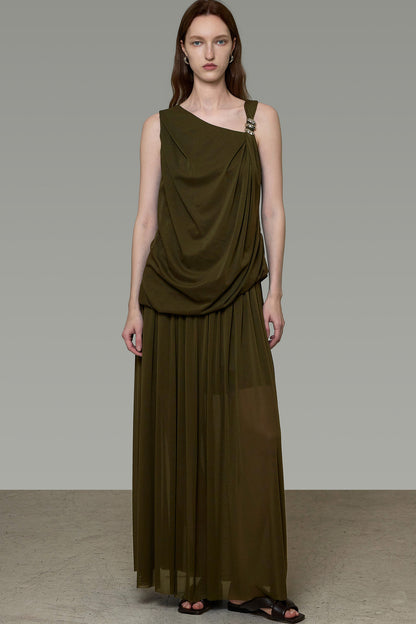 Sleeveless Top with Drapey Skirt Set-Up