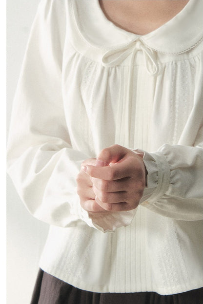 White Doll Collar Lyocell Blouse