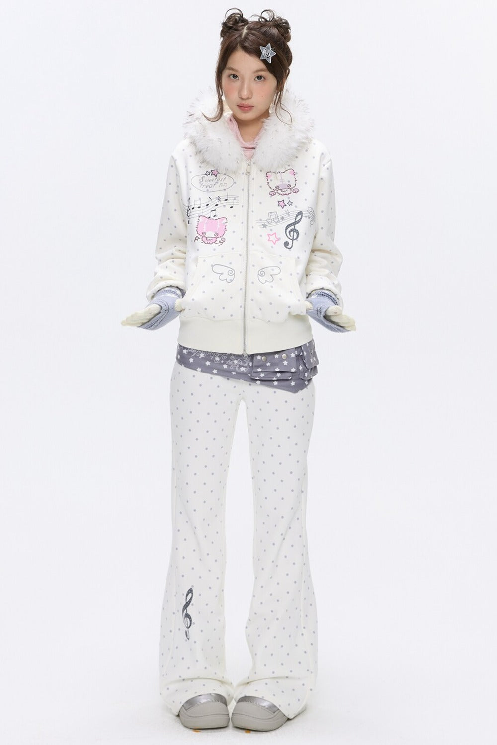 Striped Waistband Polka Dot Sweatpants
