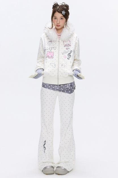 Striped Waistband Polka Dot Sweatpants